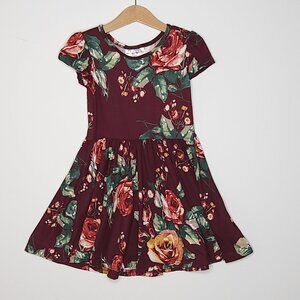 DotDotSmile Size 3/4 Classic Cap Dress - NWT Burgundy Floral Print